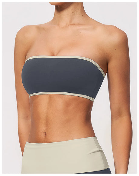 Summer Strapless Sports Bra Color blocked Women Quick-Drying Yoga Bra Women's Tube Top Fitness Chest Wrap Underwear Workout Bras