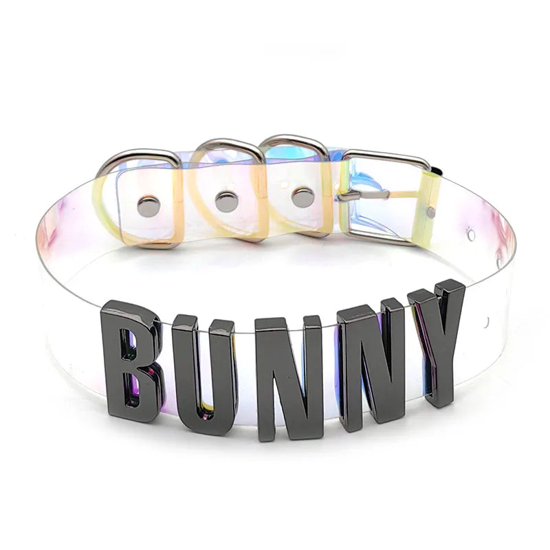 Punk Customized Black Letters BUNNY HOTWIFE Choker Collars DIY Personalized Custom Name Necklace Sexy Cosplay Party Jewelry