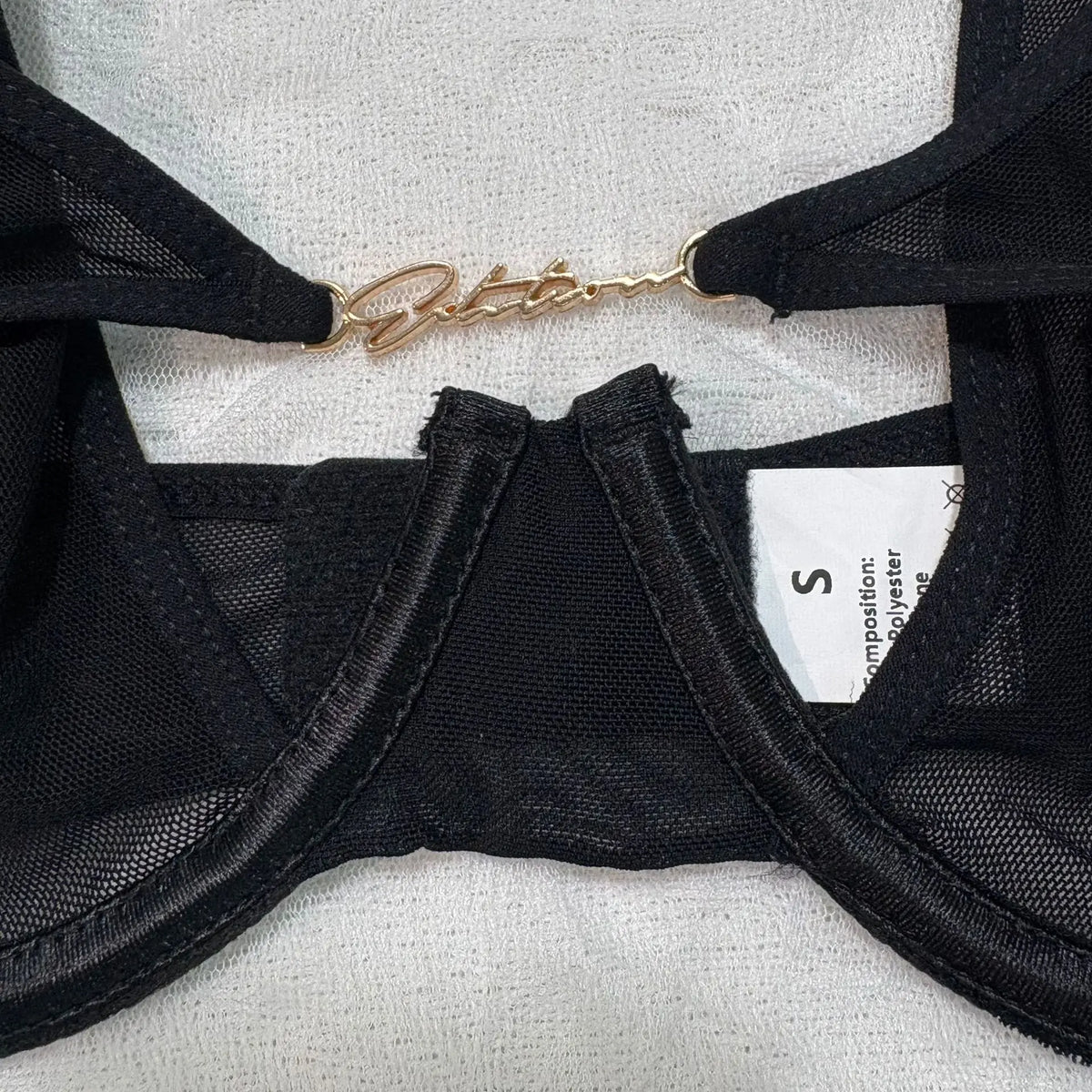 Tornova Erotic Lingerie New Mesh See-through Sexy Hollow Chest + Metal Decoration with Gloves and Stockings Sexy Underwear Set