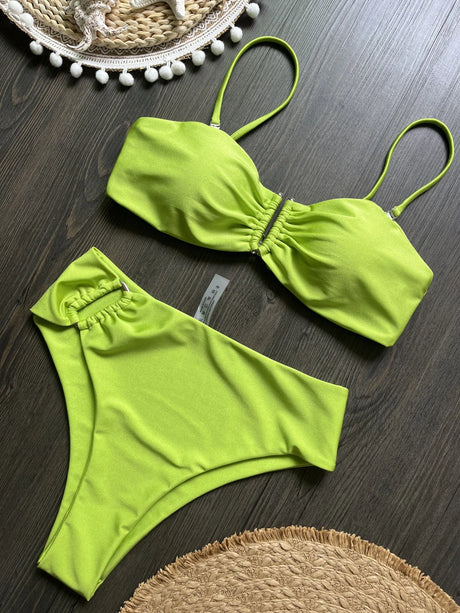 Bandeau Bikini Push Up Women Swimsuits 2025 Sexy Female Swimwear Brazilian Bikini Set Thong Biquini Swim Suits Solid Beachwear