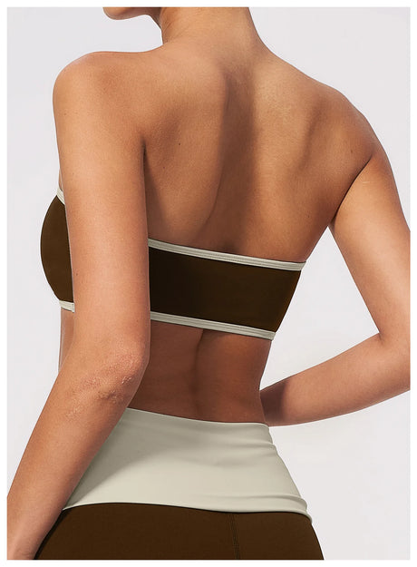 Summer Strapless Sports Bra Color blocked Women Quick-Drying Yoga Bra Women's Tube Top Fitness Chest Wrap Underwear Workout Bras