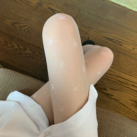 New Fashion Women Pantyhose Tights Sexy Stocking Bow Knot Tight for Ladies Black and White Thin Transparent Socks