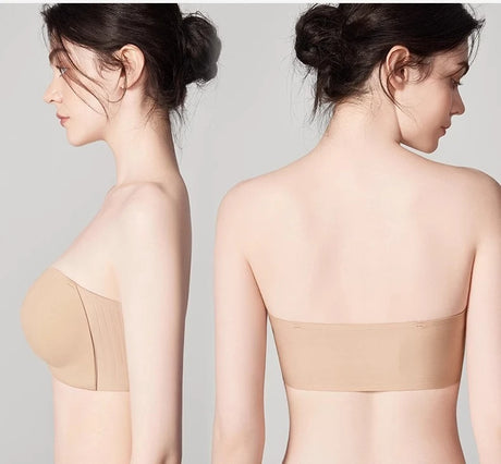 Front Closure Strapless Bras For Women Seamless Push Up Brassiere Thick Soft Underwear Solid Color Adjustable Invisible Lingerie