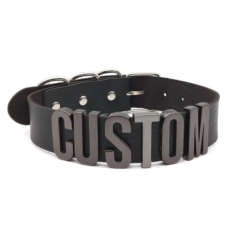Punk Customized Black Letters BUNNY HOTWIFE Choker Collars DIY Personalized Custom Name Necklace Sexy Cosplay Party Jewelry