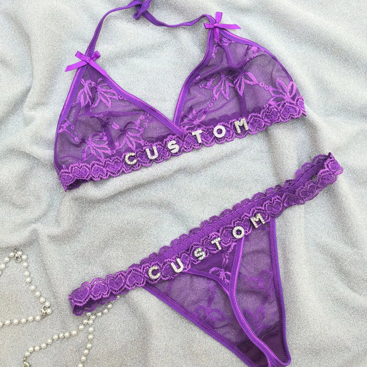 NEW Custom Name Thongs Lingerie Personalized Bra Thong Sets Sexy Lace Underwear Valentines Day Hotwife Gift Plus Size G-string