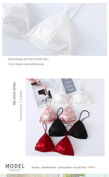 Women's French Style Bra Girl Wrapped Chest Adjustable Shoulder Strap Single Buckle Satin Sexy Tube Top Underwear Lingerie