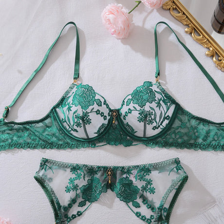 Ellolace Honey Women's Lingerie Sets Sexy Sparkling Bra 5PC Charming Jewel Boudoir Women's Underwear Burning Hot Intimate Kits