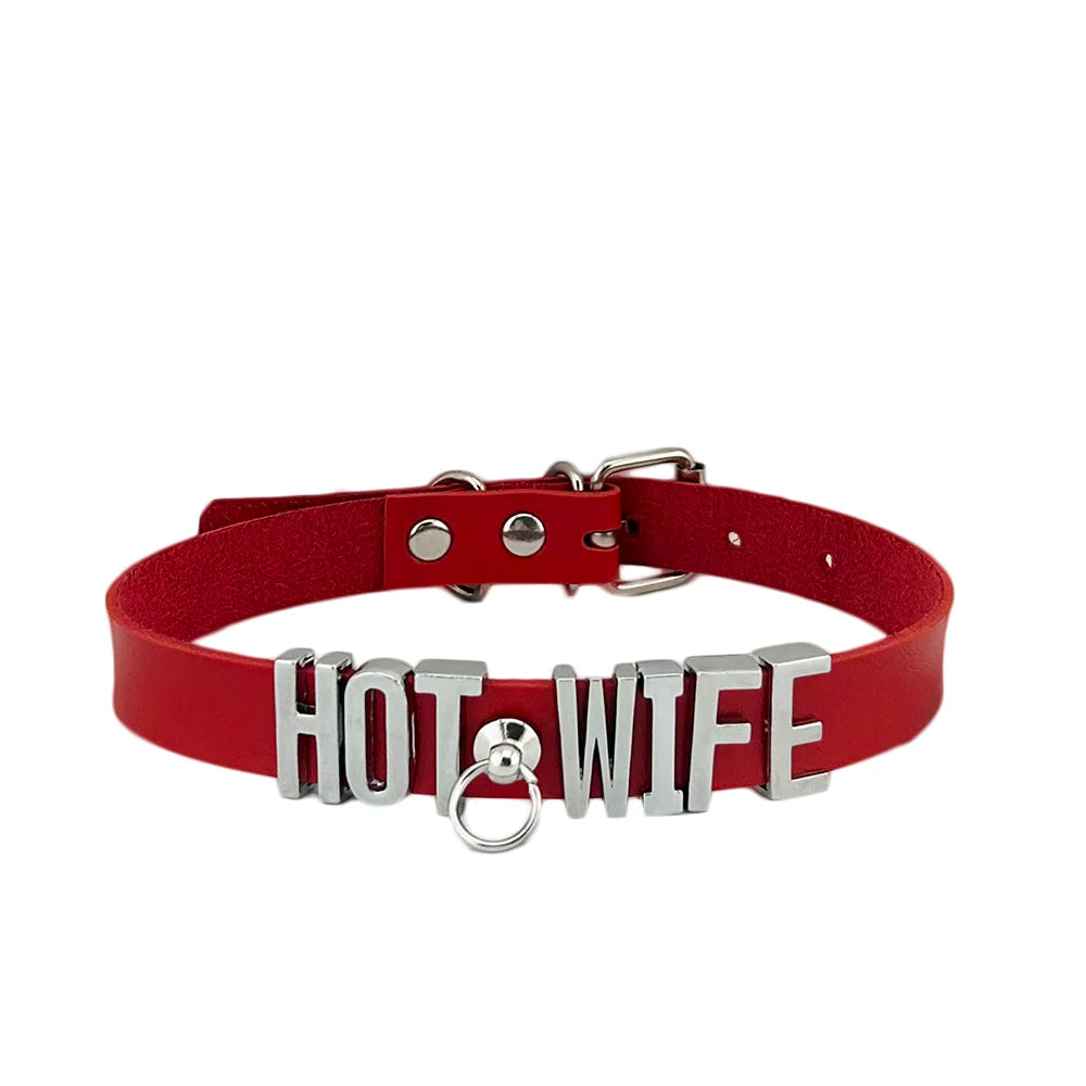 Hiphop Pu Leather Letter Collar Punk O-Ring Custom Name word Letter Necklace Choker set Cosplay Goth Sexy Accessory