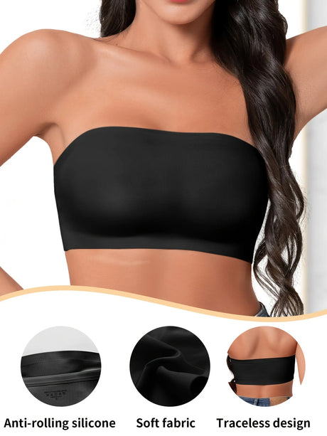 Hot Sale Seven Colors One Piece Women Seamless Strapless Bra Wireless Non-pad Bra Anti-skidding Ice Silk Traceless Strapless Bra