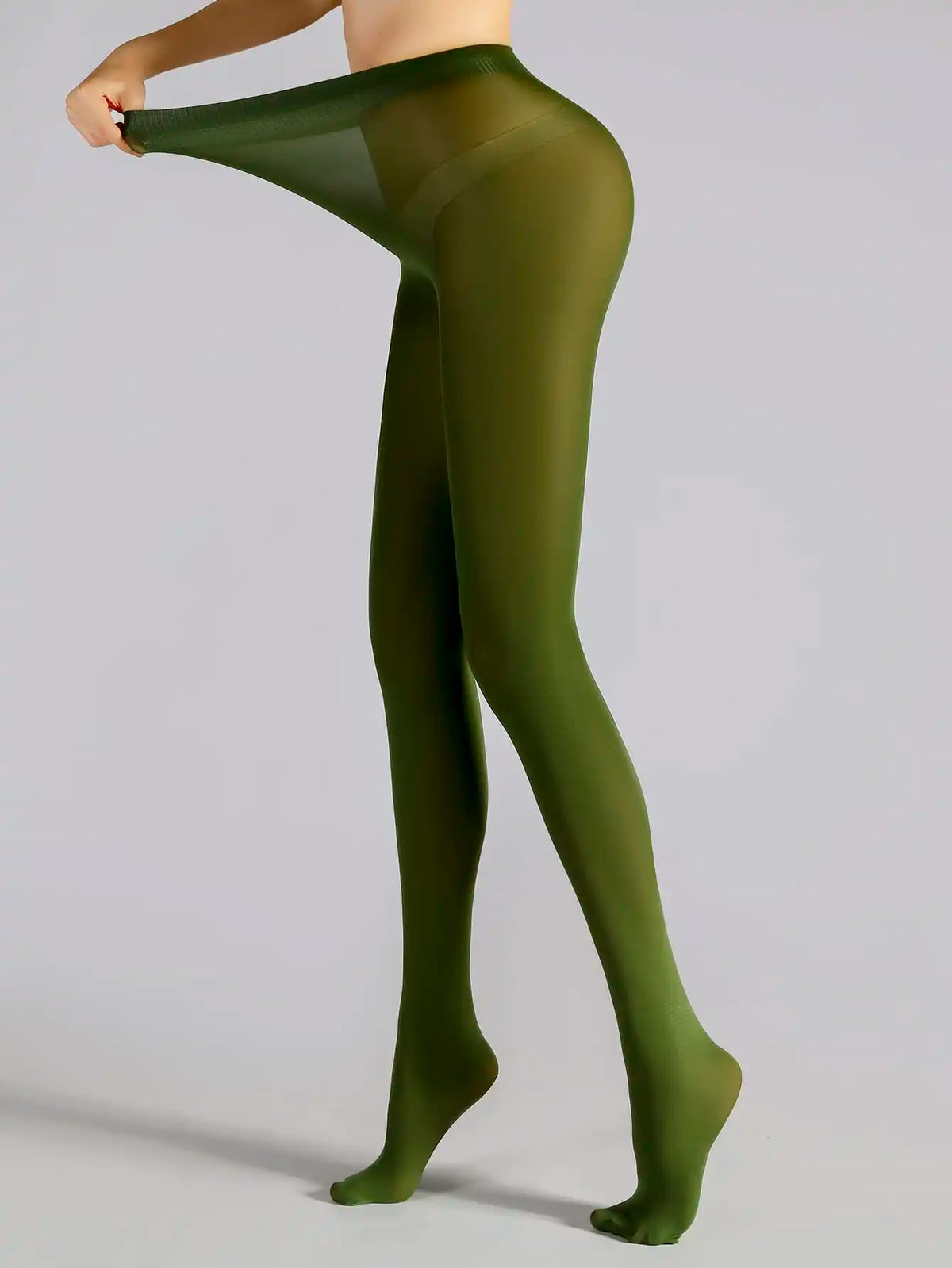 1 Pair Women's Olive Green 80D Velvet High Elastic Sexy Tights Pantyhose Large Size Spring Summer Autumn Daily Party Wear