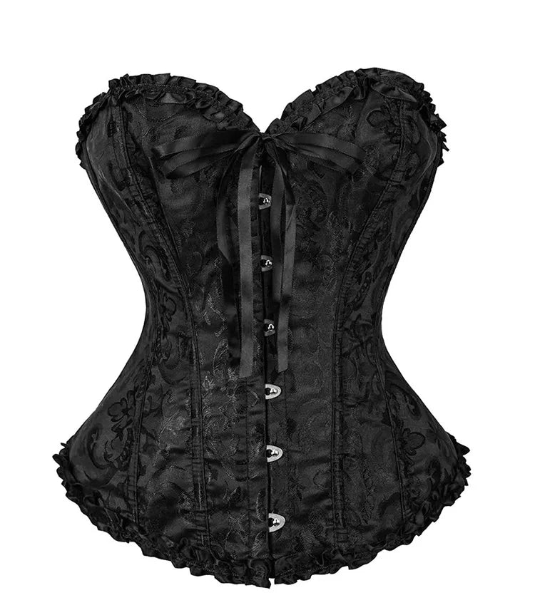 Women Bustier Corset Victorian Gothic Jacquard Front Busk Waist Cincher Halloween Party Wear