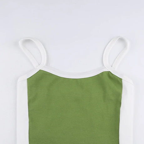 Sleeveless Knitted Crop Tops Green Sexy Basic Patchwork 2023 Summer Casual Cami Backless Y2k Vintage Tank Top Women