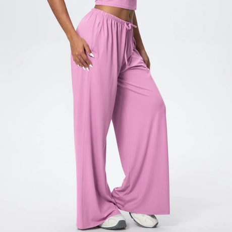 Women Quick Drying Wide Leg Yoga Pants Loose Yoga Pants High Waist With Pockets Fitness Sport Gym Workout Drawstring Full Length