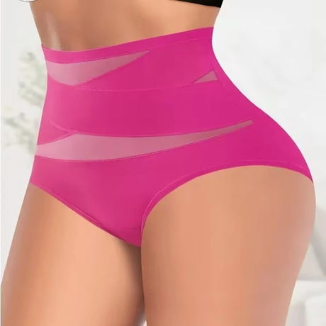4pcs High Waisted Women's Panties Breathable Tummy Control Shapewear Mesh Cross Tummy Cinching Ice Silk No Trace Triangle Panties Tummy Tuck Shape