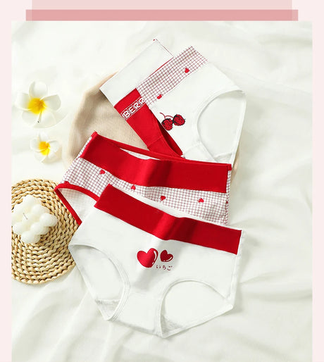 High Waist 4Pcs/Set Cotton Panties Women Body Slimming Underwear Breathable Cute Young Girls Briefs Female Lingerie