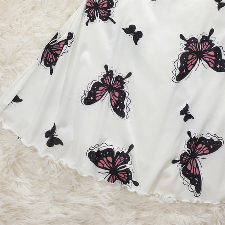 New Women's Silk Satin Print Nightwear Home Clothes Sexy Sleeveless Ruffled Hem Sleep Dress Female Comfortable Nightgown Clothes