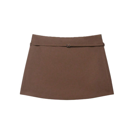 Women's Solid Color Skort with Belt Side Zipper Casual Shorts Skirts Fashionable And Stylish Women's Clothing
