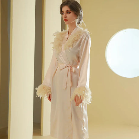 Customized Bathrobe for Women Personalized Name And Date Robe Add Any Text Gown for Bridal Party Feather Bride Robes