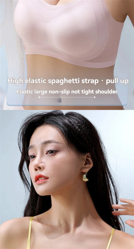 3PCS Ultra-Thin Breathable Ice Silk Top Bras Women's Bustier Underwear Seamless Back Halter Vest Wrap Wireless Bras Solid Color