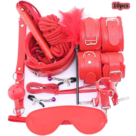Adult Game Sex Products BDSM Bondage Set Metal Anal Plug Fox Tail Handcuffs Whip Gag Sex Shop Erotic Sex Toys For Couples Women