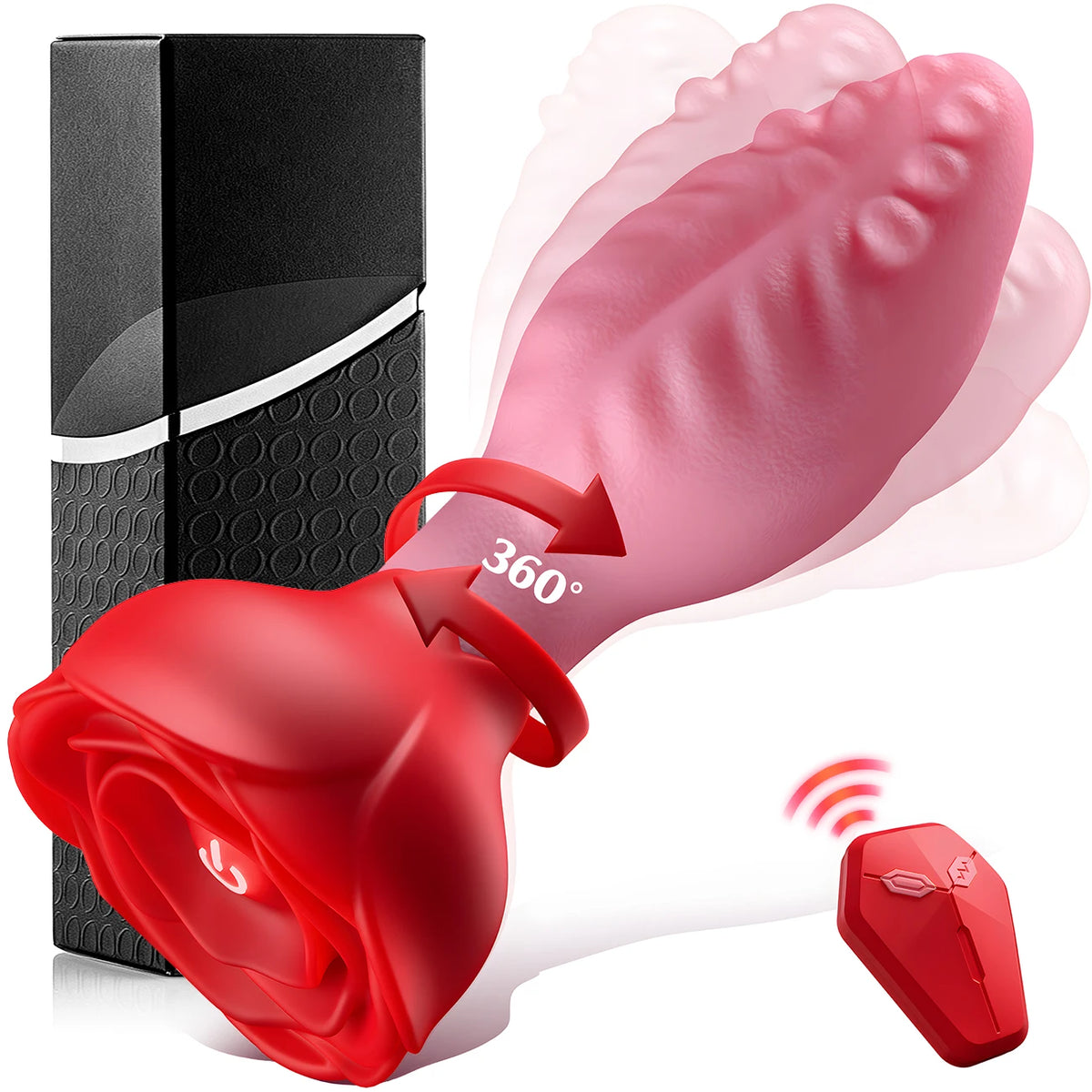 Luxurious Field Remote Control 360° Rotation Tongue Vibrator Rose Butt Plug Prostate Massager Adults Sex Toys for Women Men Gay