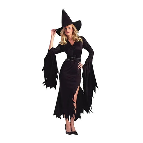 Halloween Witch Costumes for Women Adult Fantasy Black Dress UP Party Carnival Performance