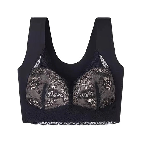 WomenBeautiful Back Bra Large Size Fat Mm Bra Gathered and Traceless Thin Cotton Strapless Underwear Without Steel Ring Vest
