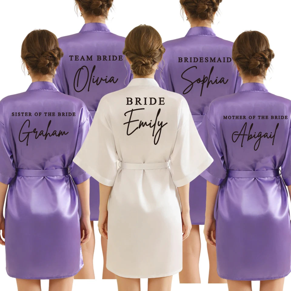Personalized Robe for Bride Bridesmaid with Name and Date Birthday Party Gown Add Any Text Bathrobe - Customizable Gifting