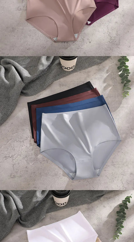 FINETOO 5Pcs Women's Panties Seamless Underwear Invisibles Briefs High Waist Full Coverage Breathable Moisture Wicking Underpant