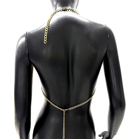 Women Metal Chain Tassel Tank Top Sexy Deep V Neck Backless Hollow Out See Through Crop Top Body Chain Party Club Camisole