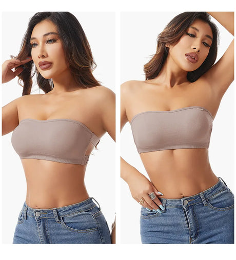 Strapless Push Up Bra For Women Wireless Removable Pad Invisible Daily Brassiere Underwear Seamless Backless Bandeau Bralette