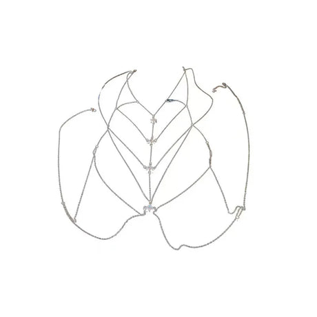 Fashion Square Zircon Chest Chain for Women Personalized Sexy Multi Layer Chain Tassel Body Chain Beach Bikini Jewelry Gift