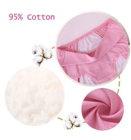 6XL 115kg Plus Size Fat Women Physiological Underwear Menstrual Leak Proof Pure Cotton High Waist Sanitary Lingerie Panties