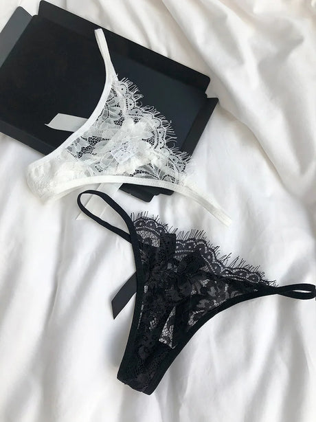 Lace Sexy Panties Thong Women Briefs Girls G String Hollow Out Transparent Underwear Female Thin Low Waist Lingerie Size S-XL