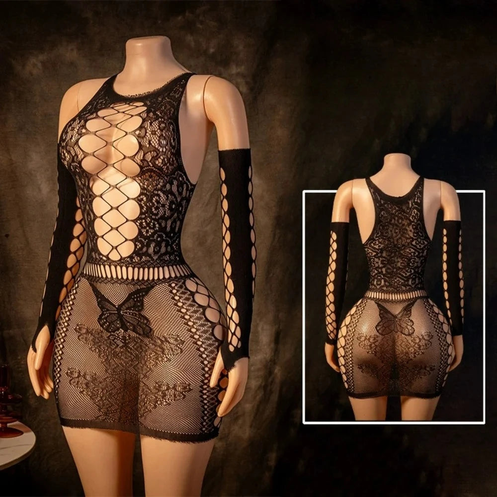 Sexy Tearable Net Bodysuit, Interactive Wearable Clothing, Full Coverage Body Suit, Erotic Lingerie, Transparent Mesh Jumpsuit