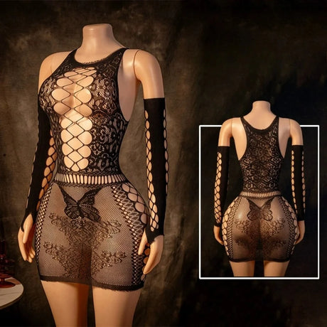 Sexy Tearable Net Bodysuit, Interactive Wearable Clothing, Full Coverage Body Suit, Erotic Lingerie, Transparent Mesh Jumpsuit