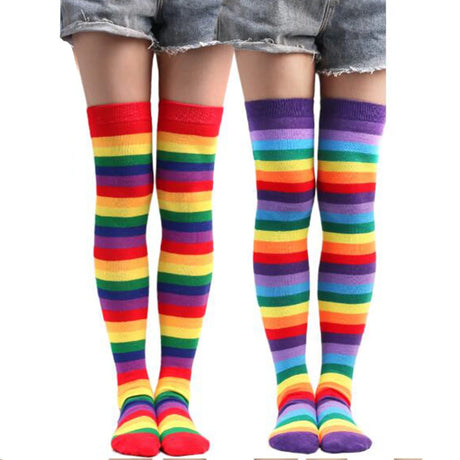 1/6 Pairs Women's Striped Stocking Japanese Over Knee Socks Fashion Women Keep Warm Slim Long Socks Black White Striped Hosiery