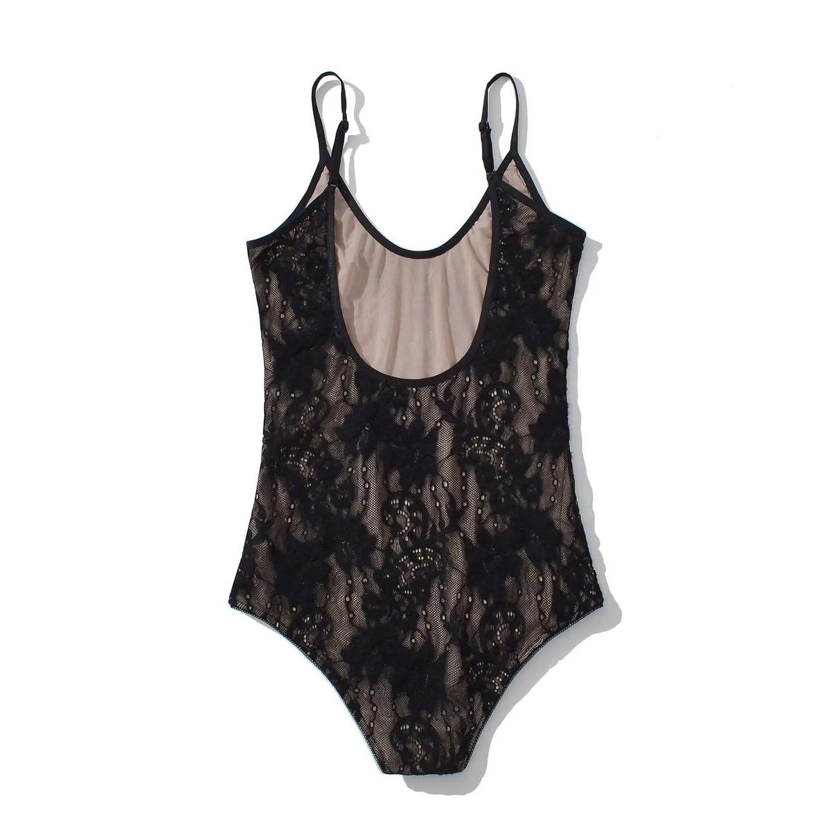 Sexy See Through Lace With Lining Backless Spaghetti Strap Bodysuit Woman Sling Tight Short Jumpsuit Slim Fit Rompers Playsuits