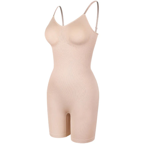 Women V Neck Shapewear Tummy Control Bodysuit Breathable Tank Top Sexy Adjustable Strap Full Body Shaper High Stretch Anti Chafing Faja Invisable Comfortable Shorts Slimming Waist Trainer Butt Lifter 3 Colors Available