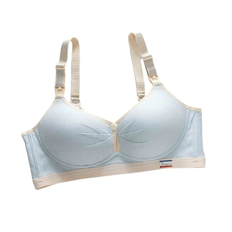 Pure Cotton Double Button Breastfeeding Bra Soft Comfortable Seamless Breathable Maternity Bra Anti Sagging No Underwire