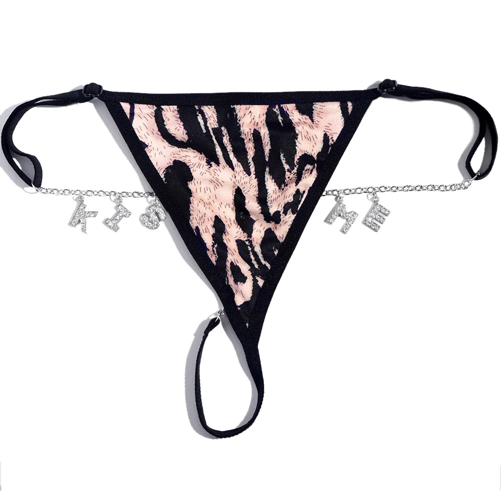 Customize Name Crystal Letters Waist Body Chain for Women Sexy Leopard Underwear Bikini Thong Body Jewelry Valentine's Day Gift