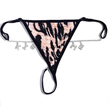 Customize Name Crystal Letters Waist Body Chain for Women Sexy Leopard Underwear Bikini Thong Body Jewelry Valentine's Day Gift