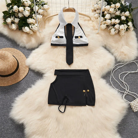 Women Sets Ruffled Apron Shorts Headband Maid Cosplay Costume Rabbit Officer Party Park Performance Sexy Suits Hotsweet Clothes
