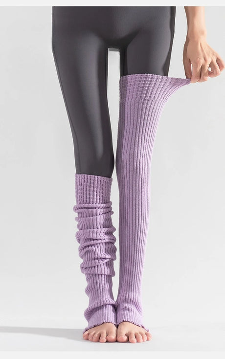 Women's Yoga Thigh-high Leg Warmers with Leg Protection, Long Tube Leg Coverings, Foot-stretching Knee-length Socks