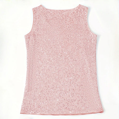 Women‘s Summer Fashion Deep V Neck Sequined Tank Top Stylish Sleeveless Polyester Top Sparkly Club Party Vest Blouses