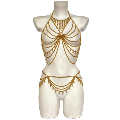 Handmade Body Chain Set Belly Dance Costume Waist Chain Body Jewelry Show Dance Festival Rave outfit Accessories