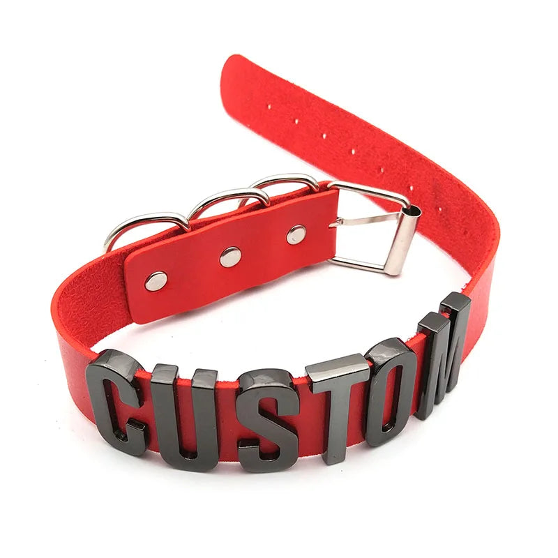 Punk Customized Black Letters BUNNY HOTWIFE Choker Collars DIY Personalized Custom Name Necklace Sexy Cosplay Party Jewelry