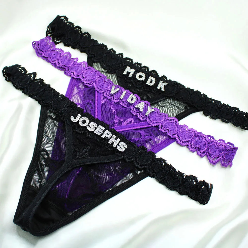 Custom Name Thong Panties Very Sexy Lace Underwear with Personalized Letters G-string Women Customized Gift for Hot Wife Lover
