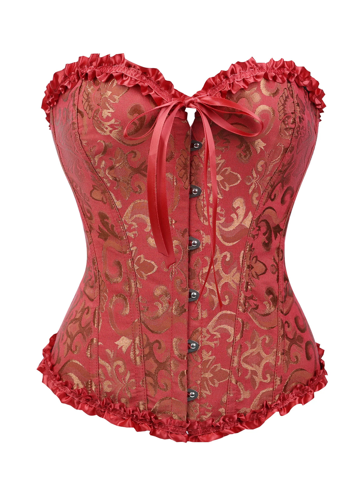 Women Bustier Corset Victorian Gothic Jacquard Front Busk Waist Cincher Halloween Party Wear