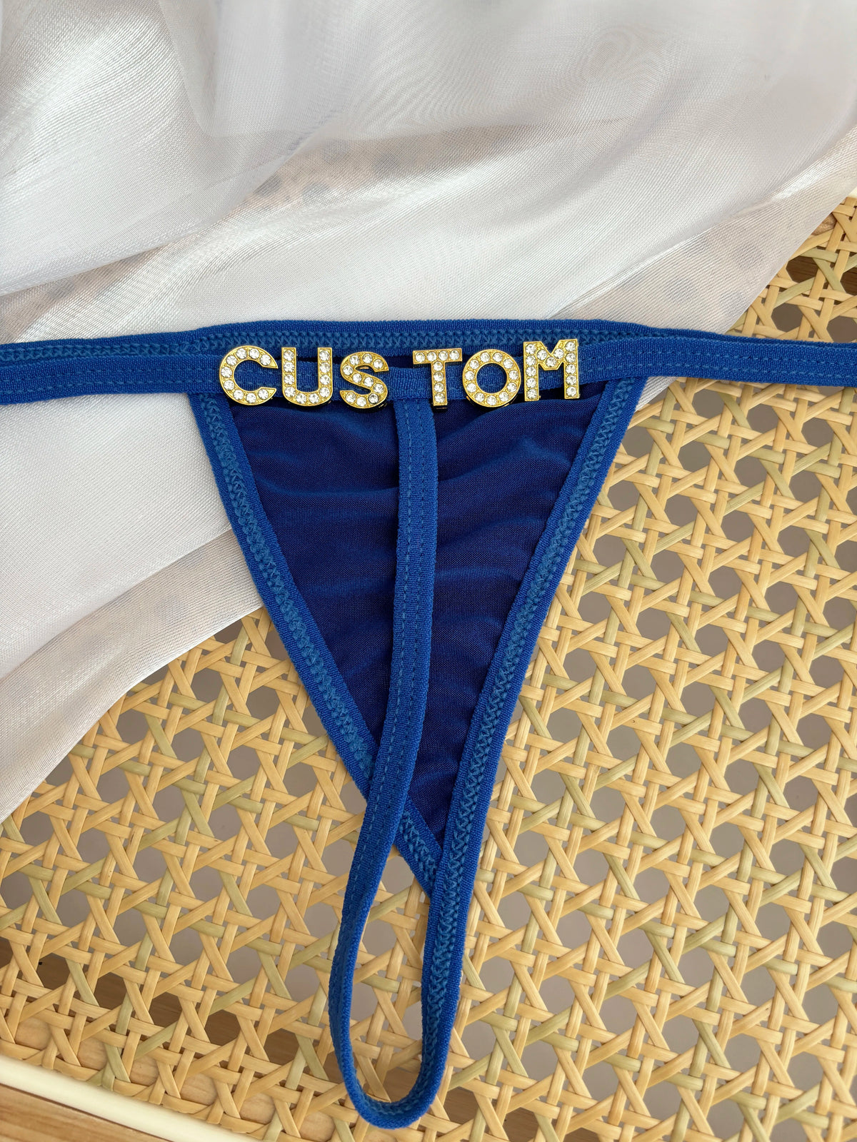 Personalized Custom Rhinestone Letter Name Low Waist Strap Thong G-String Tanga Underwear Bikini Wife Girlfriend Custom Gift